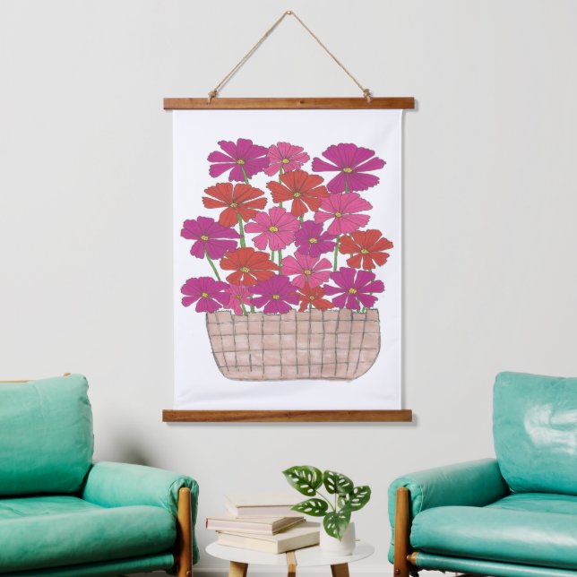 Bushel of Bright Cosmos  Hanging Tapestry (Living Room)