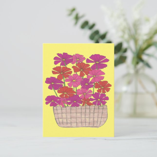 Bushel of Bright Cosmos  Postcard (Standing Front)