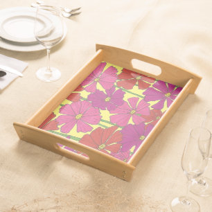 Bushel of Bright Cosmos Serving Tray