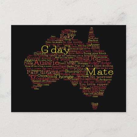 Bushfire Special Edition Aussie Slang Map Postcard