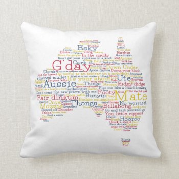 Bushfire Special Edition Aussie Slang Map Throw Pillow by LifeOfRileyDesign at Zazzle