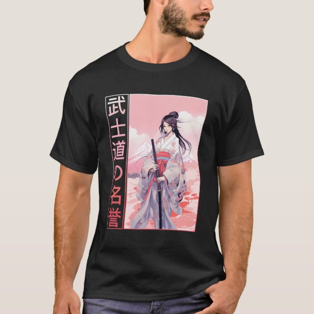 Bushido Code Anime Samurai Girl Japanese Warrior K T-Shirt (Front)