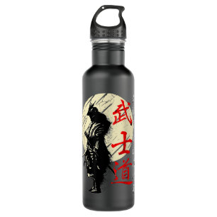 Bushido Code Samurai Japanese Warrior Kanji Stainless Steel Water Bottle