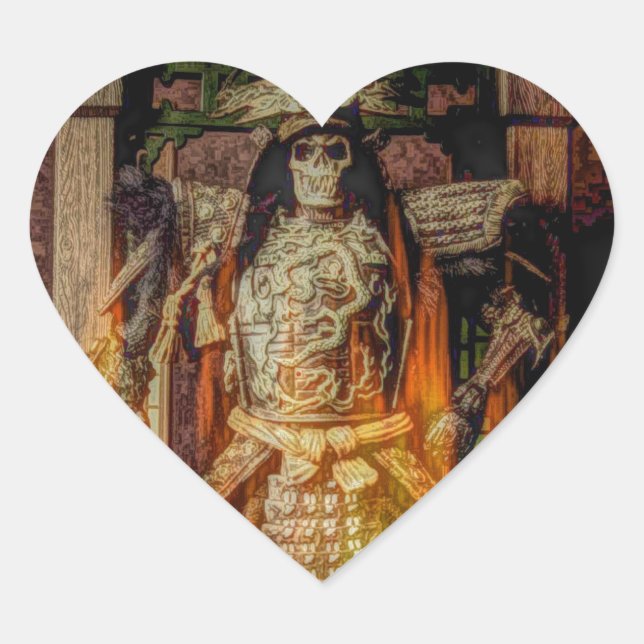 bushido Japanese samurai armor samurai skull Heart Sticker (Front)