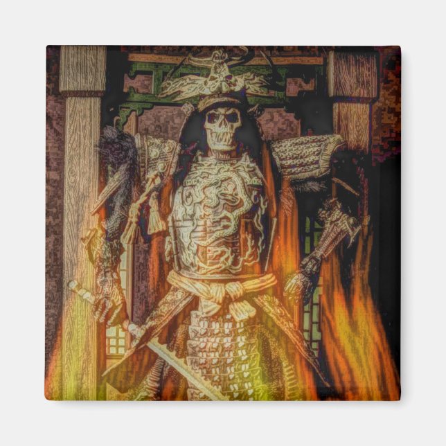 bushido Japanese samurai armor samurai skull Magnet (Front)