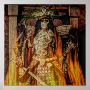 bushido Japanese samurai armor samurai skull Poster