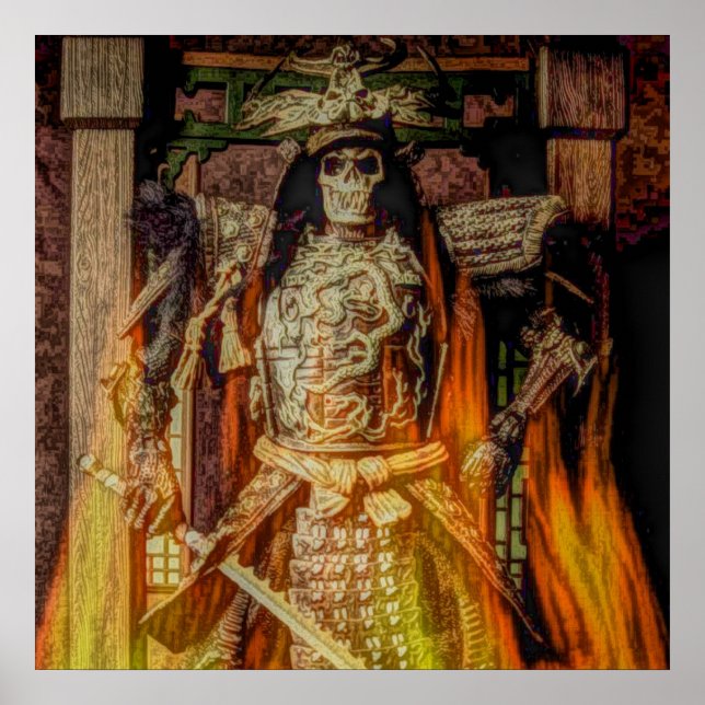 bushido Japanese samurai armor samurai skull Poster (Front)