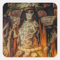 bushido Japanese samurai armor samurai skull Square Sticker