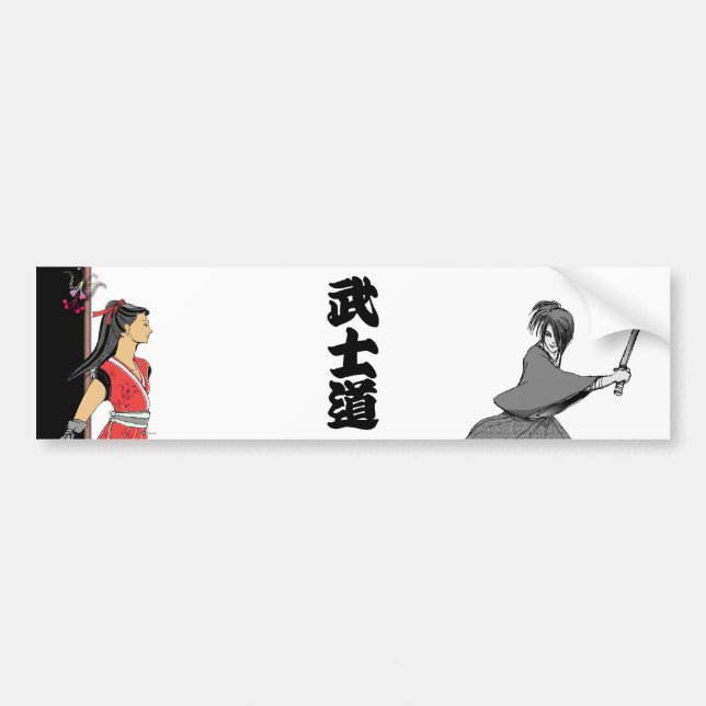 BUSHIDO  KANJI JAPAN BUMPER STICKER (Front)