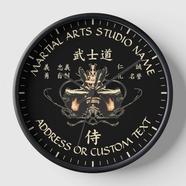 Bushido Martial Arts Taekwondo Karate Studio Clock (Front)