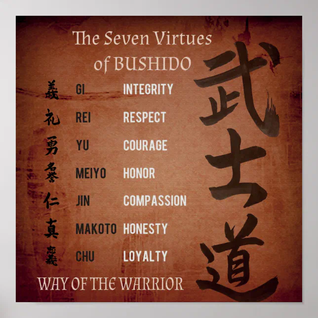 BUSHIDO VIRTUES POSTER | Zazzle