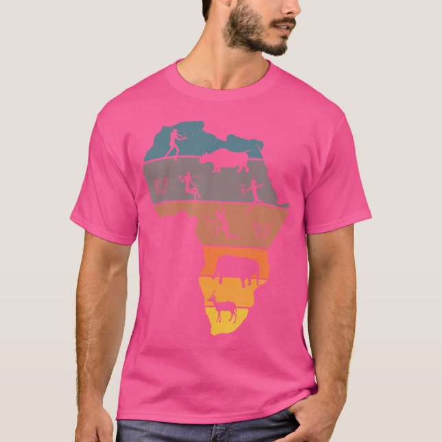 Bushman Khoi San Hunt African Art Djembe Drum Vint T-Shirt (Front)