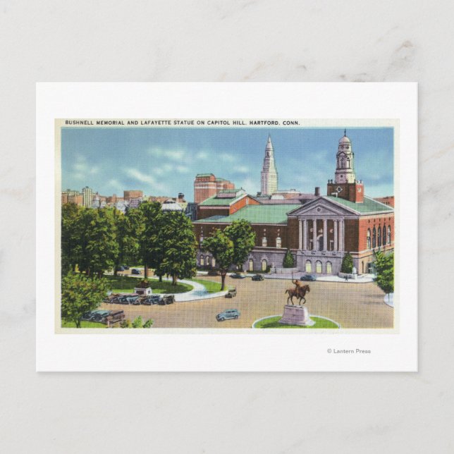 Bushnell Memorial, Lafayette Statue Postcard (Front)