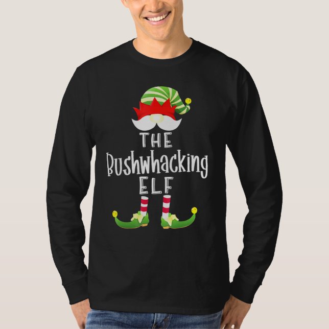 Bushwhacking Elf Group Christmas Pajama Party T-Shirt (Front)