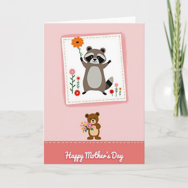Bushy Tail Mothers Day Floral Card (Front)