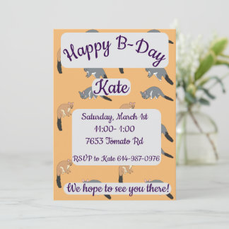 Bushy Tail Possums Happy Birthday Invitation