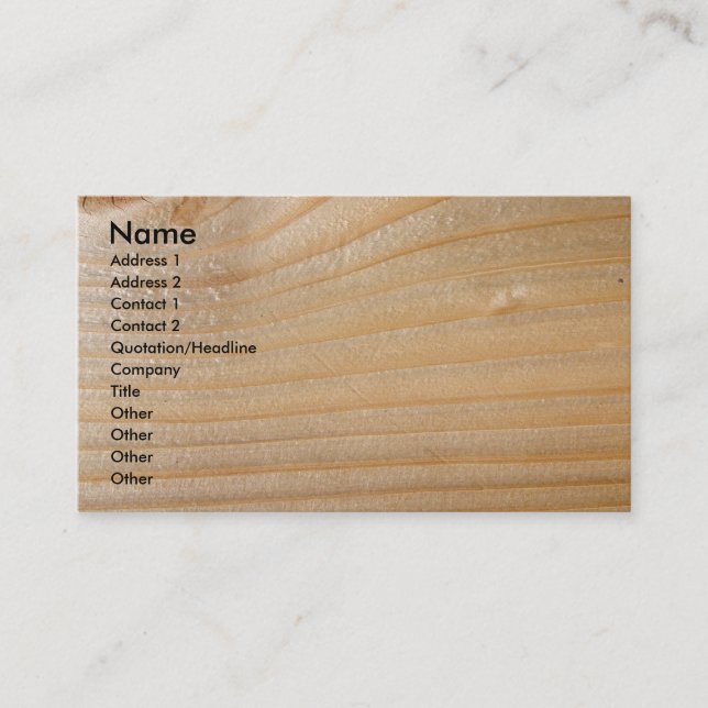 Busines Card on Unfinished Wood (Front)
