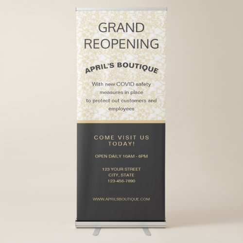 Busines Reopening COVID Safety Gold Marble Retractable Banner