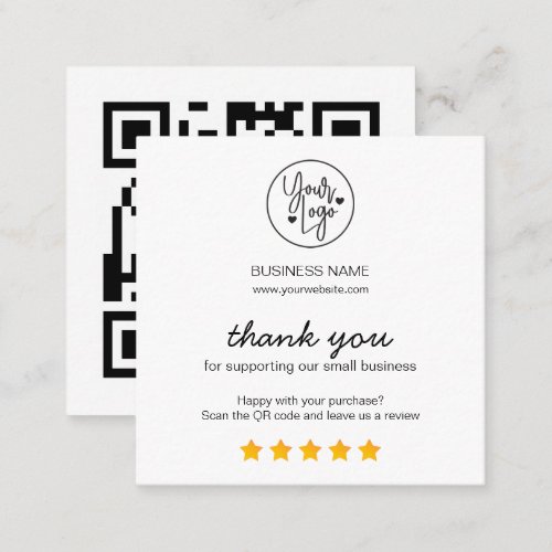 Busines Reviews QR Code Review Link Square Business Card
