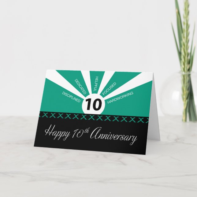 Business 10th Year Employee Anniversary, Green Card (Front)