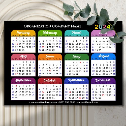 Business 2024 Calendar Modern Black Gold Colorful Holiday Card