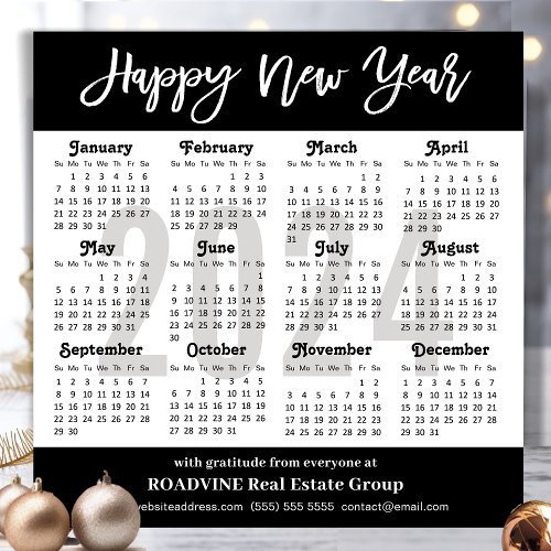 Business 2024 Calendar Modern Scrip Black Simple Holiday Card