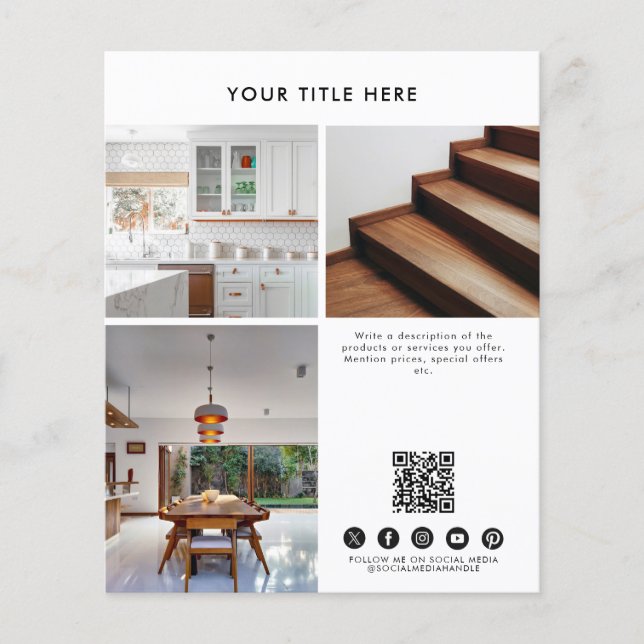 Business 3 Promotional Photo QR Code Social Media  Flyer (Front)