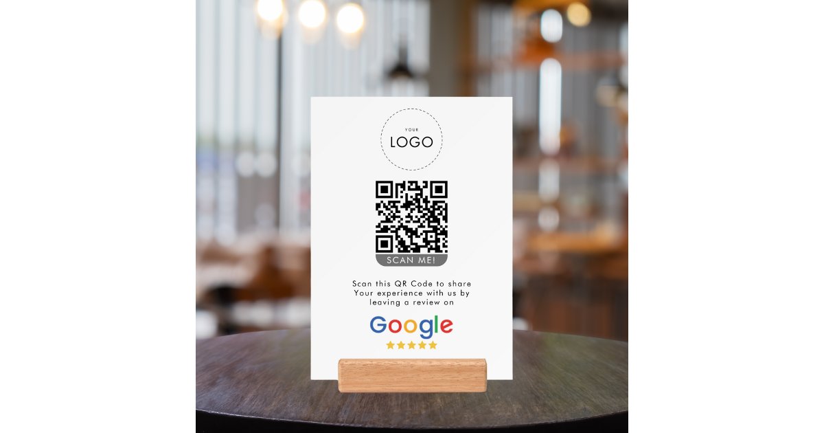 Business 5 Star Review On Google QR Code Rating Holder | Zazzle