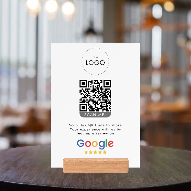 Business 5 Star Review On Google QR Code Rating Holder | Zazzle