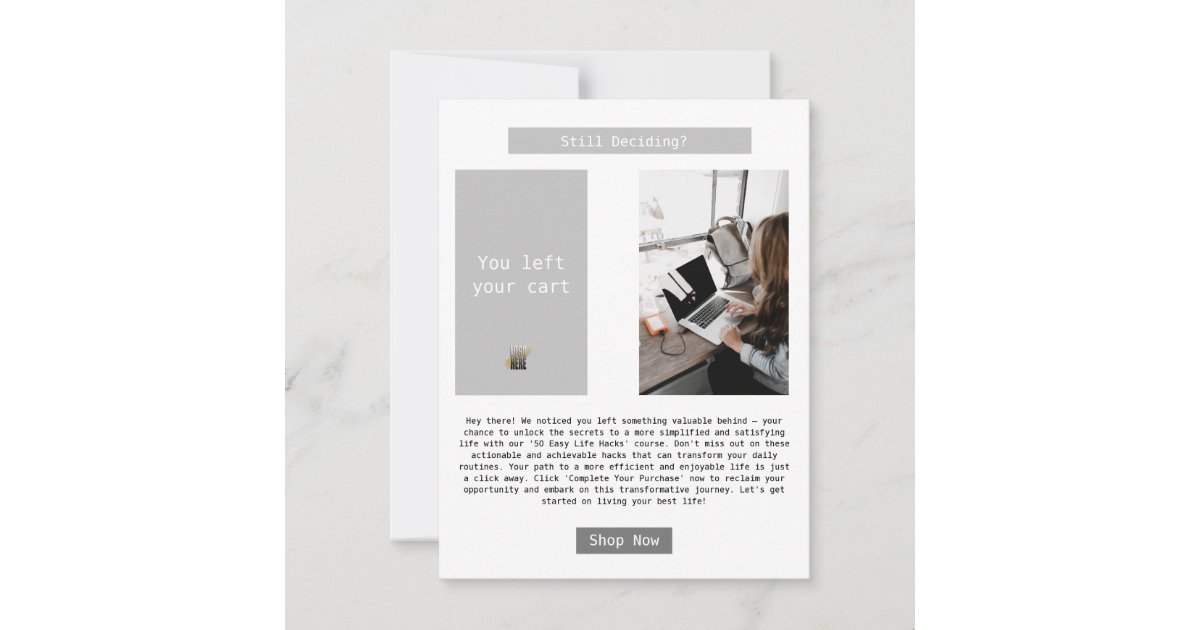 Business Abandoned Cart Reminder Email Announcement | Zazzle