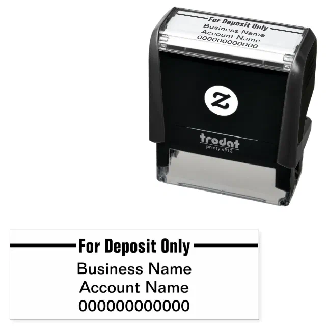 Business & Account Name For Deposit Only Self-inking Stamp | Zazzle