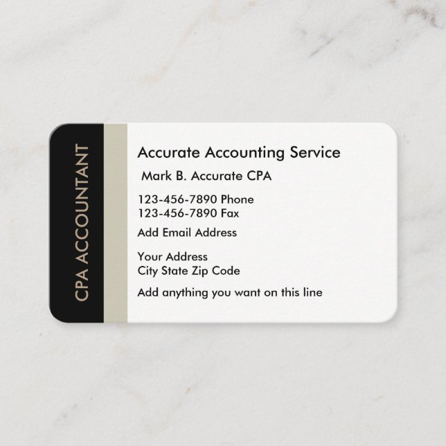 Business Accountant Services Business Card (Front)