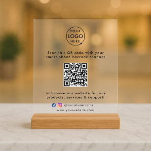 Business Acrylic Sign QR Promotional Tabletop