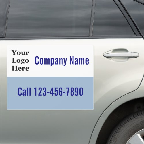 Business Ad Baby Blue and White Your Logo Here Car Magnet