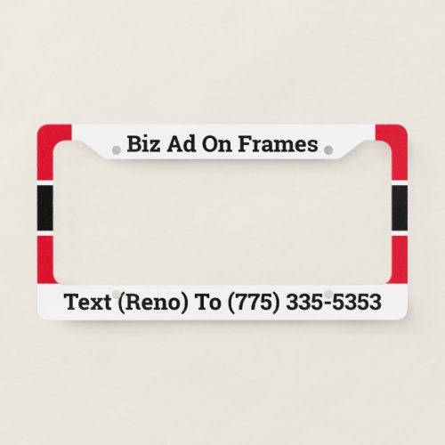 Business Ad On License Plate Frame