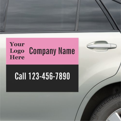 Business Ad Pink and Black Your Logo Here Car Magnet