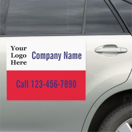 Business Ad Red White and Blue Your Logo Here Car Magnet