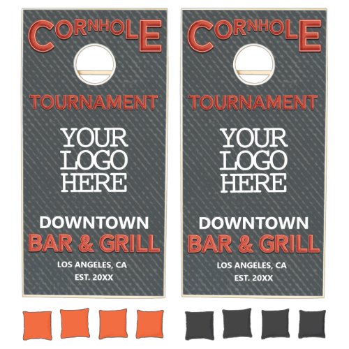 Business Add Logo Rustic Terracota Bar and Grill Cornhole Set