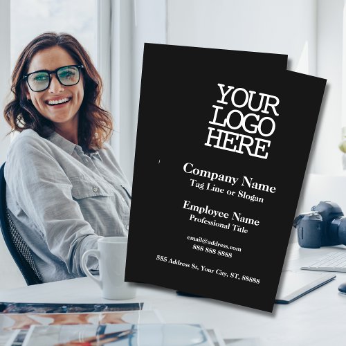 Business Add Your Company Logo Black and White Business Card