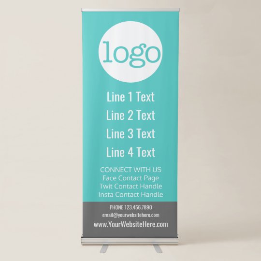 Business Add Your Logo And Contact Handles Retractable Banner