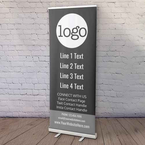 Business Add Your Logo and Contact Handles Retractable Banner