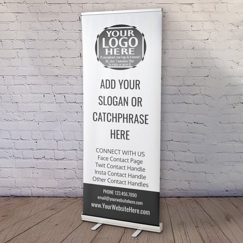 Business Add Your Logo and Contact Handles Retractable Banner