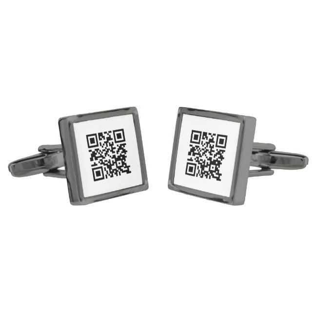 Business add your own qr code 2 images cufflinks (Angled)