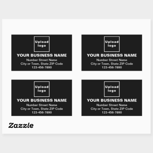 Business Address and Phone Number on Black Rectangular Sticker