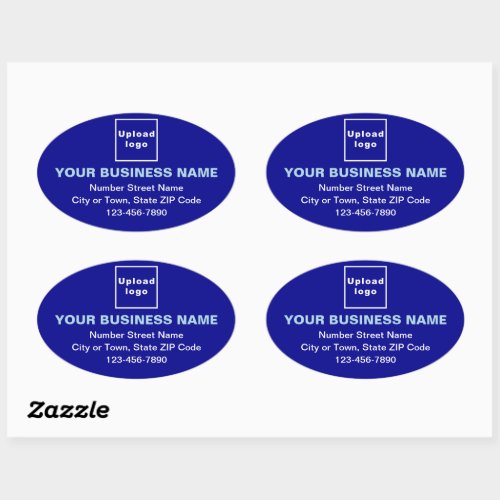 Business Address and Phone Number on Blue Oval Sticker