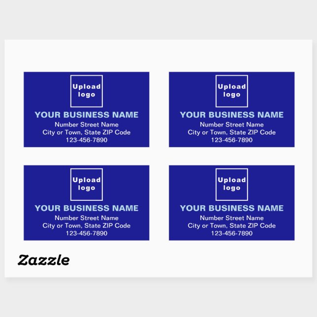 Business Address and Phone Number on Blue Rectangular Sticker (Sheet)
