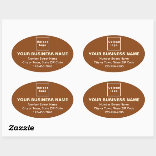 Business Address and Phone Number on Brown Oval Sticker