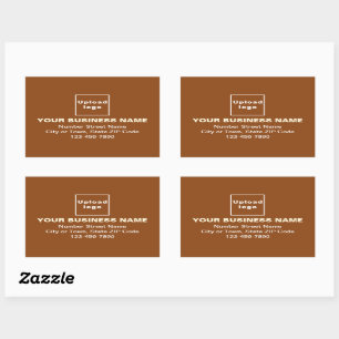 Business Address and Phone Number on Brown Rectangular Sticker