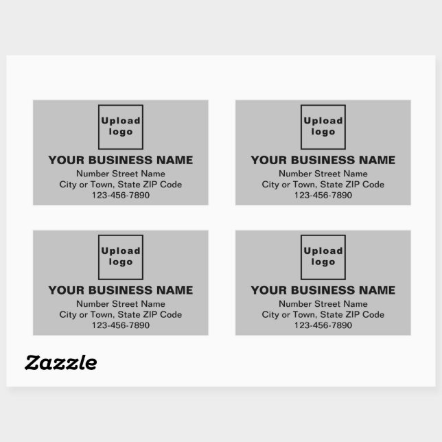 Business Address and Phone Number on Gray Rectangular Sticker (Sheet)