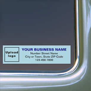 Business Address and Phone Number on Light Blue Bumper Sticker
